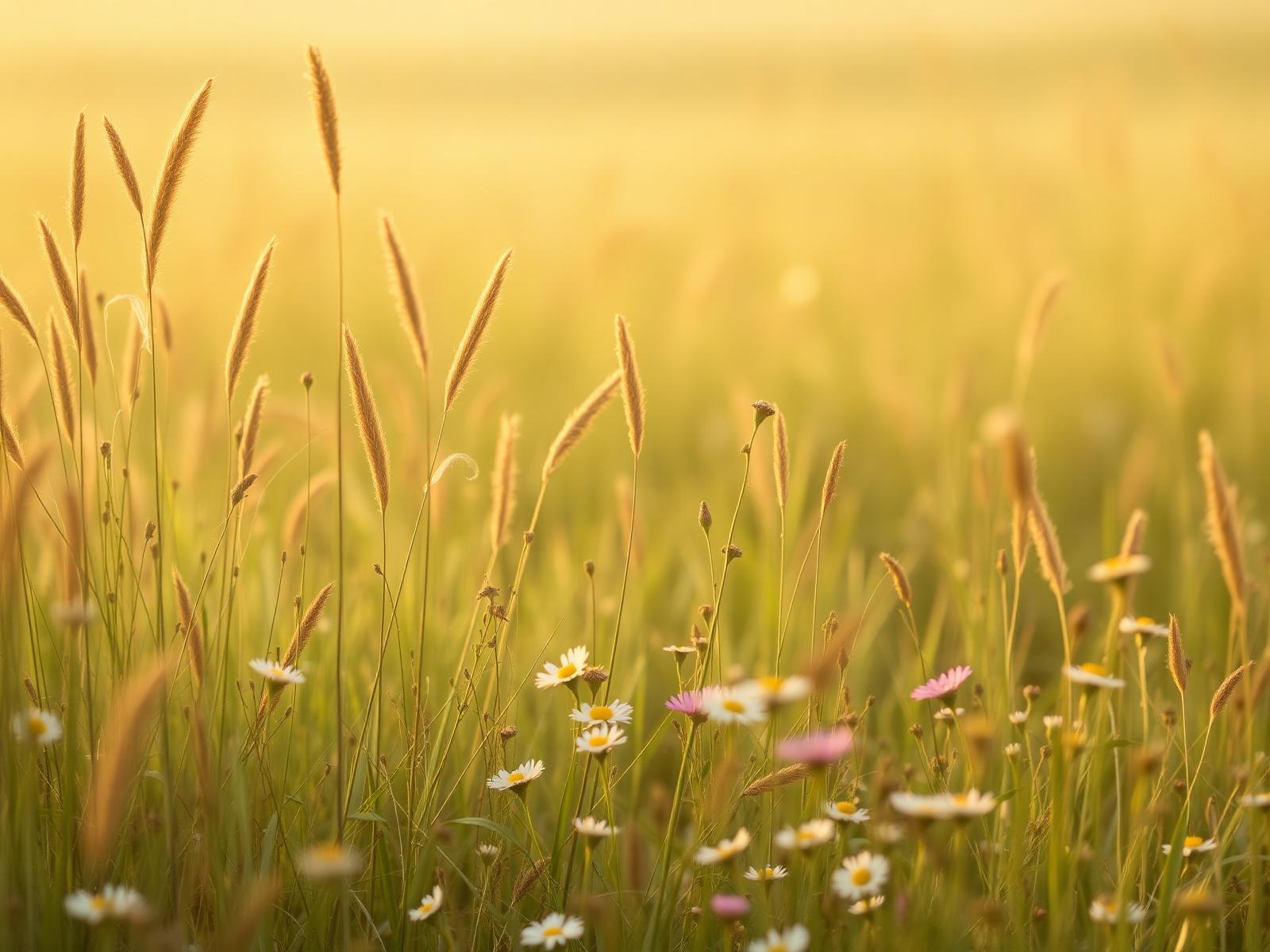 Sommerwiese mit Gräsern und Wildblumen
